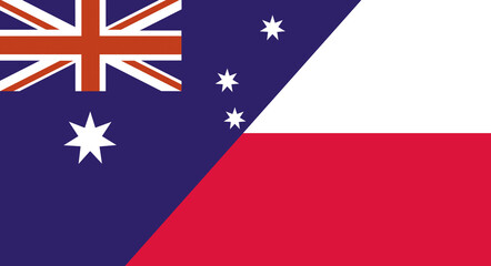Flag of Australia and Poland. Two Flag Together. Political relations