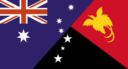 Flag of Australia and Papua New Guinea. Two Flag Together