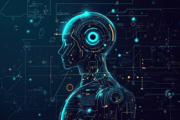 AI Line Icons - A collection of thin, editable AI-related icons, representing the possibilities of machine learning and smart robotics.