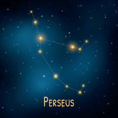 Perseus constellation: starry night sky with cosmic design.