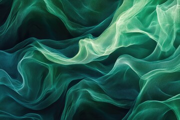 Obraz premium Elegant Green Wave. An Abstract Background with Soft Curves and Luminous Hues for Business Presentations