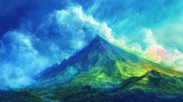 Arenal Volcano: A Majestic Dormant Mountain Surrounded by Lush Green and Colorful Skies