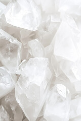 Delicate Large Quartz Crystals on a White Clean Background