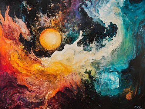 Surreal combinations and contrasts of colors in an abstract background