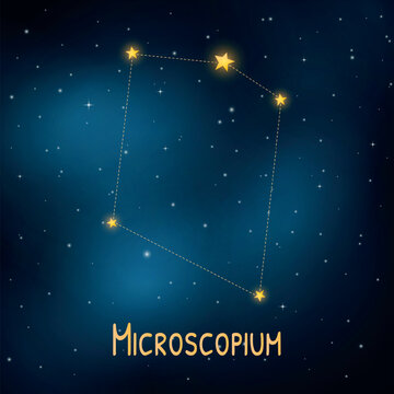 Microscopium constellation against a starry night sky.