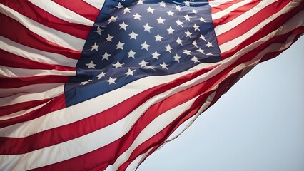 Fototapeta premium The American flag against a clear backdrop