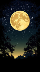 Enchanting Night Sky Scene for Kids' Room Wall Art and Decor