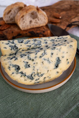Cheese collection, piece of French blue cheese auvergne or fourme d'ambert