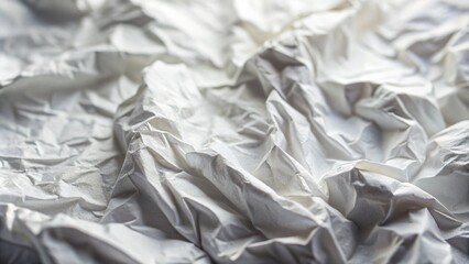 White Crumpled Paper Texture Close-Up Wrinkled Background for Vintage and Grunge Designs