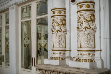 Obraz premium Old abandoned Renaissance huge hotel in northern Italy