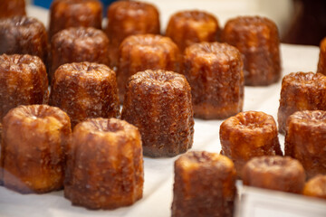 Canele, French pastry flavored with rum and vanilla, specialty of Bordeaux region, France