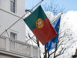 Flag of Portugal and flag of European Union