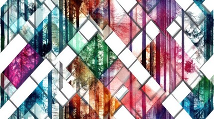 Abstract background, forest watercolor, geometric pattern, seamless patterns.