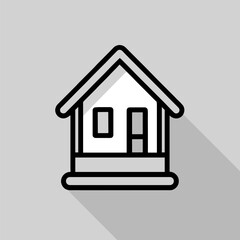 Simple House Icon Featuring Steps Leading to the Entrance - Perfect for Real Estate, Residential Property Listings, and Home Design Visuals