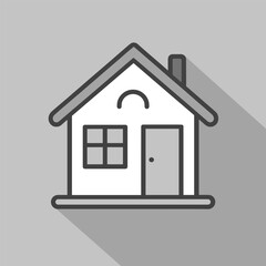 Detailed House Icon Featuring a Door and Two Windows - Ideal for Real Estate Marketing, Property Listings, and Architectural Designs