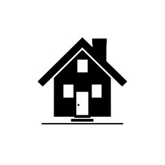 Simple House Icon Featuring a Chimney - Suitable for Real Estate, Property Listings, and Residential Design Projects