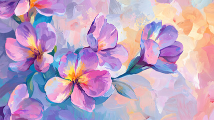 A painting of a bunch of purple flowers