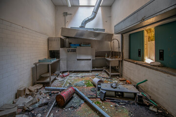 Old abandoned Renaissance huge hotel in northern Italy