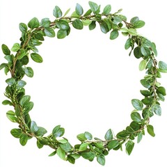 Fototapeta premium Vintage Floral Wreath with Circular Frame, Elegant Chaplet of Flowers and Leaves for Wedding Decor