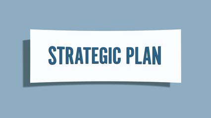Strategic Plan. A card isolated on blue background.