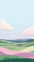 Fototapeta premium Serene Minimalist Landscape Featuring Rolling Hills in Soft Pastel Colors for Relaxing Wall Art
