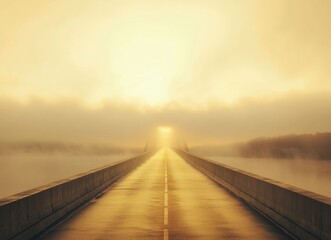 Fototapeta premium A road with a bridge over a body of water
