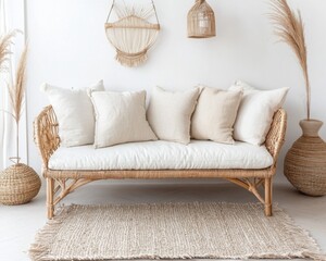 Boho Living Room with Muted Colors and Cozy Decor