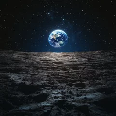 Distant Earth View from Moon's Surface