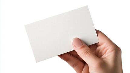 Fototapeta premium Hand holding blank white business card on plain background. professional branding