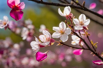 Dainty Blossoms Fluttering in a Gentle Spring Breeze with Vibrant Flower Petals