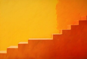 Fototapeta premium Orange wall with steps going up it 