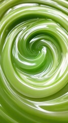 Obraz premium Swirling green abstract pattern with glossy texture creates a sense of motion, AI
