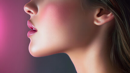 Fototapeta premium Highquality stock photo illustrating Kybella injections on womans chin
