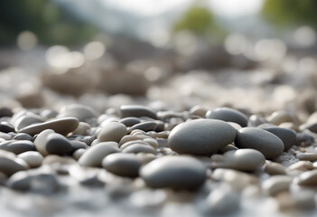 Scattering of river stones on white background