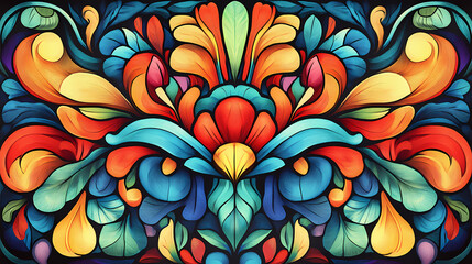 Tropical reverie: colorful grotesques in psychedelic art nouveau. Reverie. Illustration
