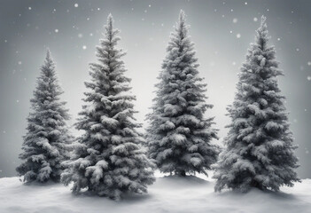 Fototapeta premium Collection of christmas Trees with Snow isolated on transparent or white background