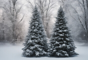 Obraz premium Collection of christmas Trees with Snow isolated on transparent or white background