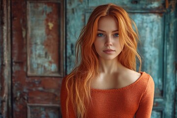 Naklejka premium A beautiful girl with a thoughtful expression on her face!