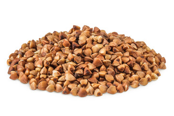 Raw buckwheat isolated on white background