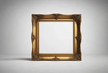 Antique gold picture frame isolated on white background