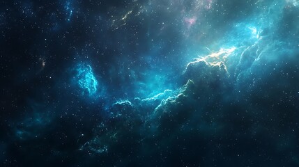 Fototapeta premium A vibrant cosmic scene showcasing swirling clouds of gas and stars in deep space.