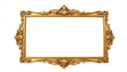 Ornate Gold Picture Frame Against White Background