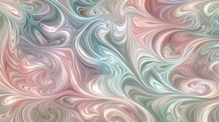 Obraz premium Pastel pink, green, and white swirls intertwining create a mesmerizing marble effect, forming an abstract background suitable for various design projects
