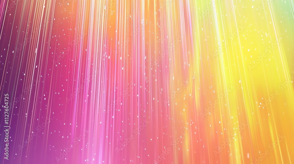Poster Colorful light rays background features sparkling particles falling down, creating a vibrant and dynamic visual effect, perfect for various multimedia projects