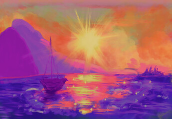 Sunset at the ocean