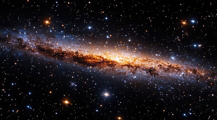 Obraz premium A vibrant, detailed image of a spiral galaxy, showcasing its swirling arms, bright core, and countless stars against the dark backdrop of space.