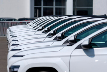 Cars lined up in a regular line