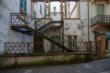 Old abandoned Renaissance huge hotel in northern Italy