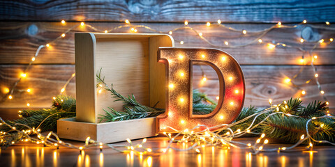 Creative display of a letter 'D' surrounded by garlands and lights in a cozy setting