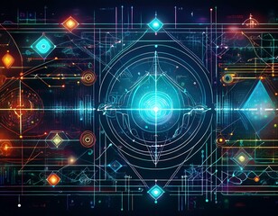Obraz premium Digital mathematical formulas background
